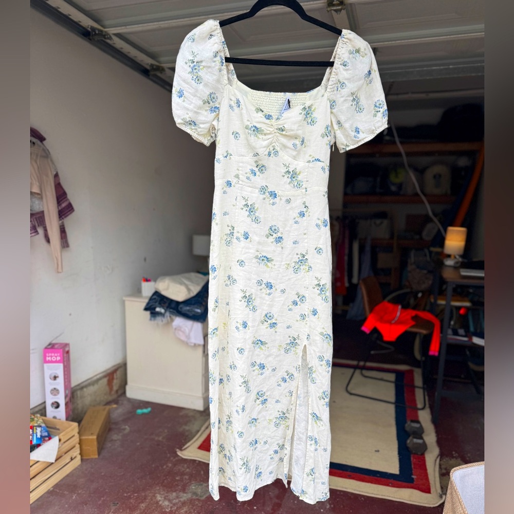 & Other Stories Cream Puff Sleeve Midi Sundress